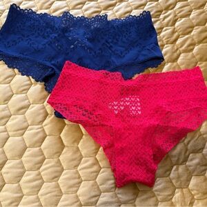 🐝 NWT PINK Victoria's Secret Lace Panties in Navy and Hot Pink